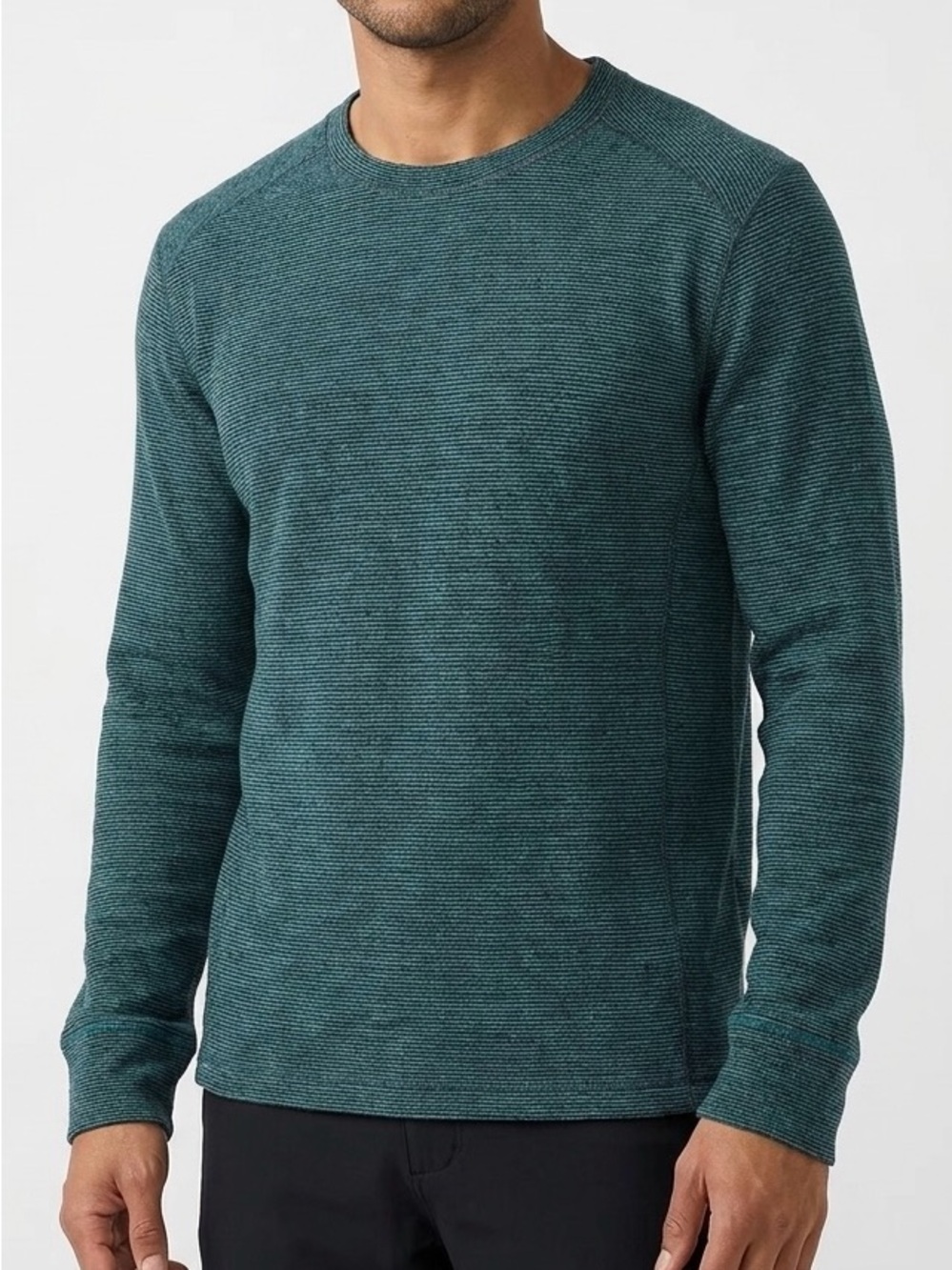 prAna Men Small Wool Blend Crewneck Sweater Green Breathe Gorpcore Flaw